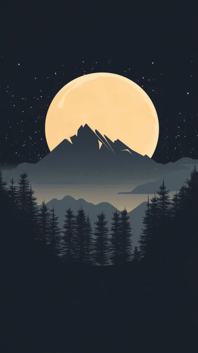 Moonlit Landscape Vector Illustration