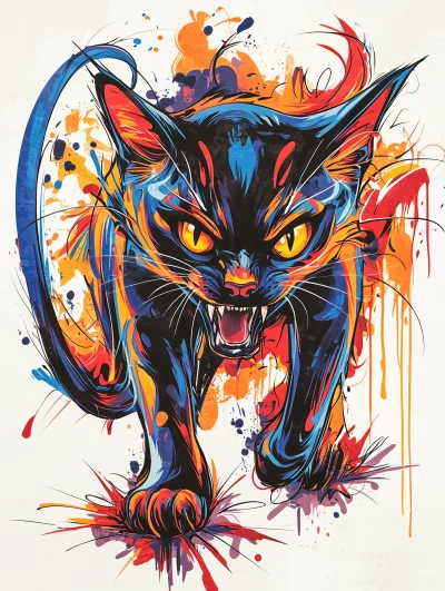 Devil Cat Graffiti Art