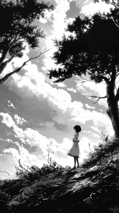 Black and White Manga Landscape