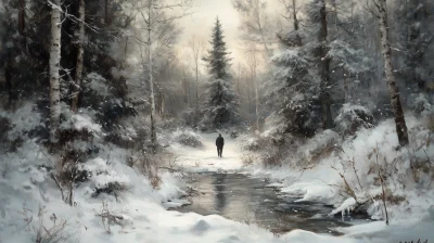 Snowy Forest Painting