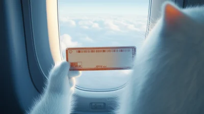 Cat Doll Holding Airplane Ticket