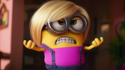 Angry Minion with Blonde Wig