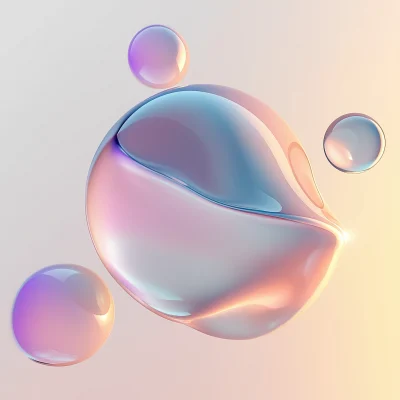 Colorful 3D Fluid Circles Design