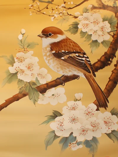 Chinese Song Dynasty Bird and Flowers Painting