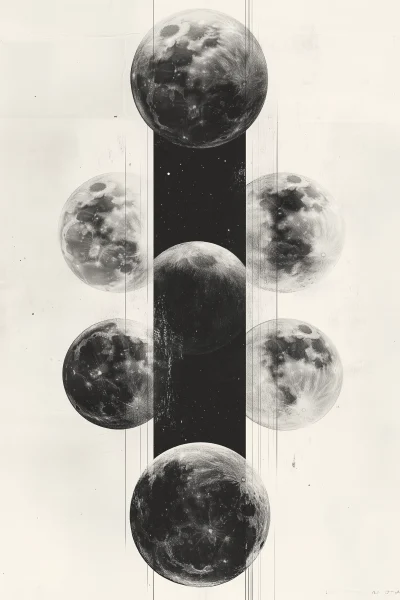 Moon Phases Minimalist Illustration