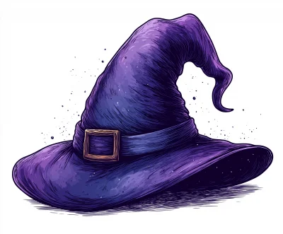 Dark Purple Witch Hat Vector Illustration