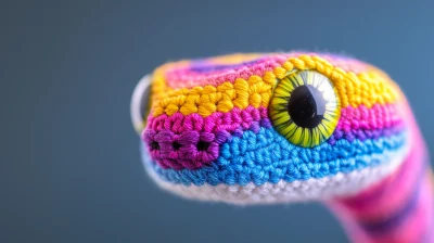 Textile woven yarn snake head