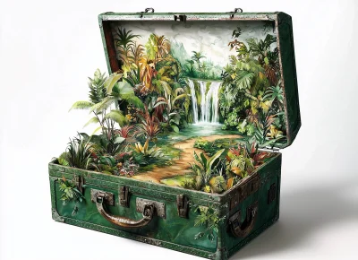 Tropical Rainforest in an Old Opened Chest