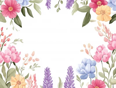 Watercolor Flower Border