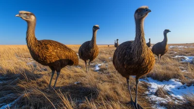 Majestic Moas in Grass Field