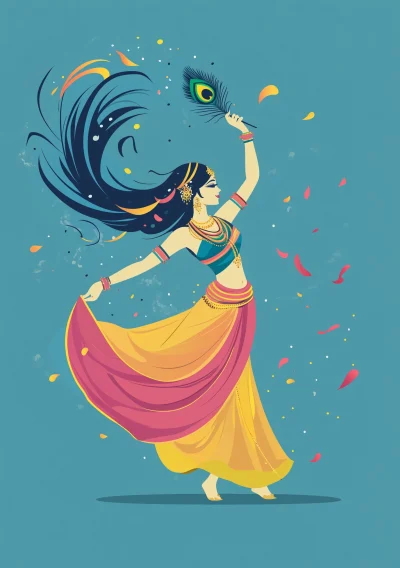 Indian Goddess Radha Vector Illustration