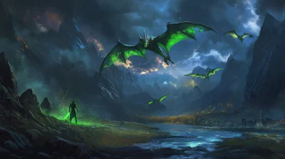 Dragon Fight in Skyrim with Neon Green Beanies