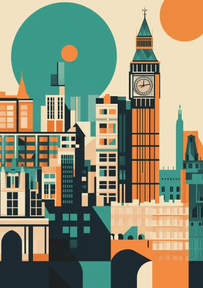 Minimalist London City Abstract Background