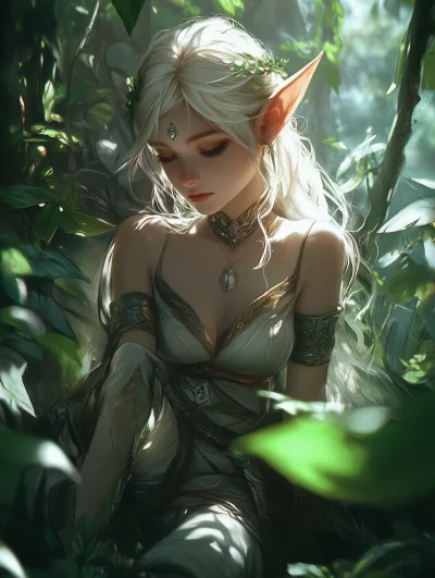 Enchanting Forest Scene with Elf