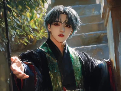 Anime Boy in Traditional Chinese Clothes