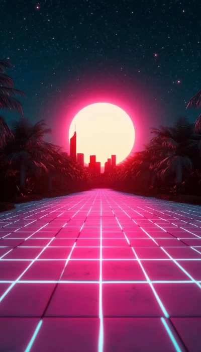 Retro Wave Melbourne Skylines