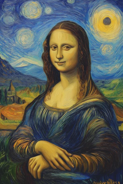 Mona Lisa in Van Gogh’s Starry Night