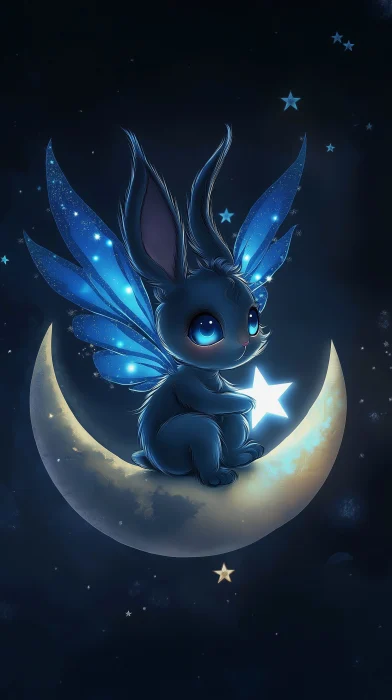 Moon Bunny with Fairy Wings