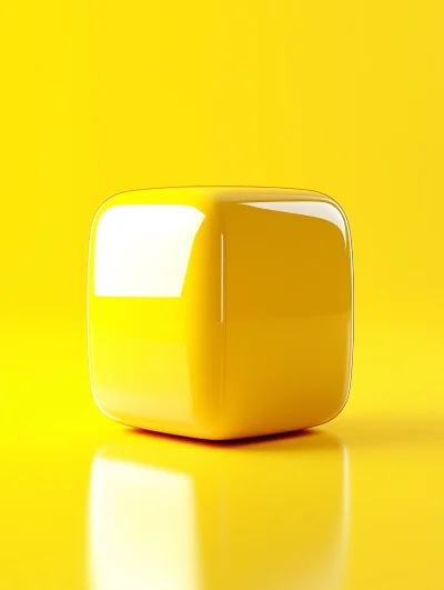 Abstract Yellow 3D Cube Illustration