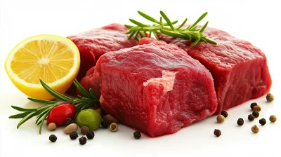 Raw Beef Meat on White Background