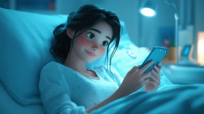 Woman on Delivery Bed with Phone