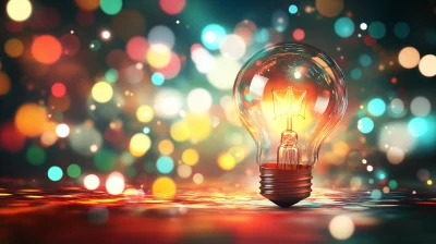 Light Bulb on Colorful Bokeh Background