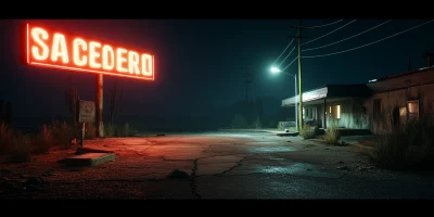 American Desert Motel at Night