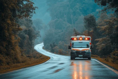 Ambulance on Asphalt Road