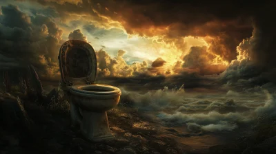 Fantasy Toilet and Stormy Sky