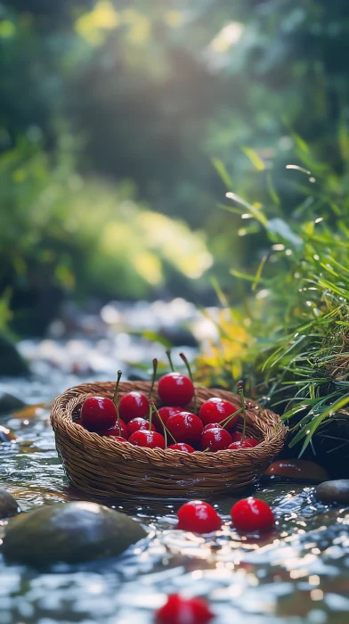 Limpid Brook with Cherries