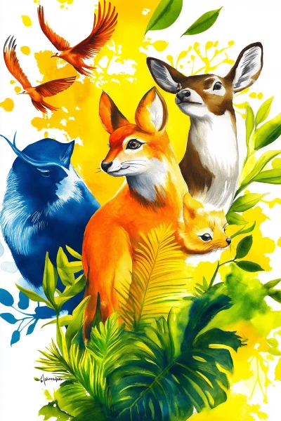 Watercolor Forest Animals