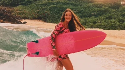 Hawaiian Surfer at Sunset