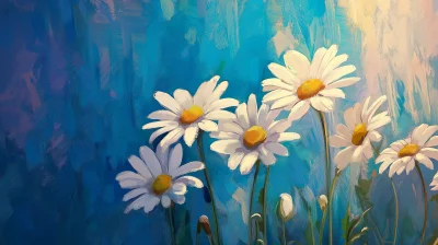 Daisy Flowers in David Hockney Style