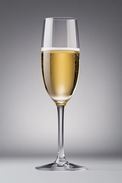 Champagne Flute on White Background