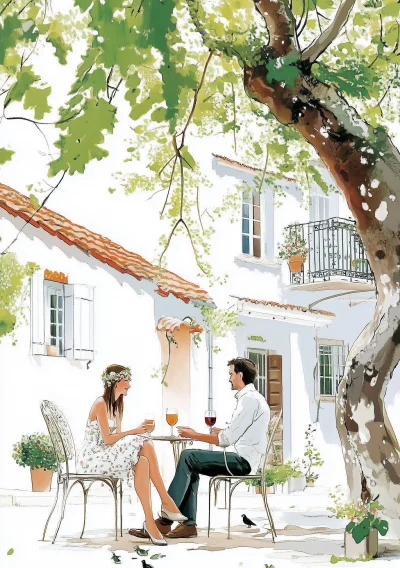 Couple Sitting Under Sycamore Tree