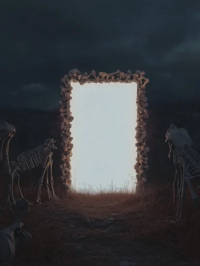 Eerie Framed Poster in Bone Field