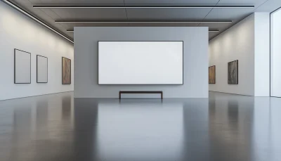 Empty Wall with LED TV in Art Gallery