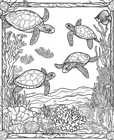 Underwater Seabed Coloring Page