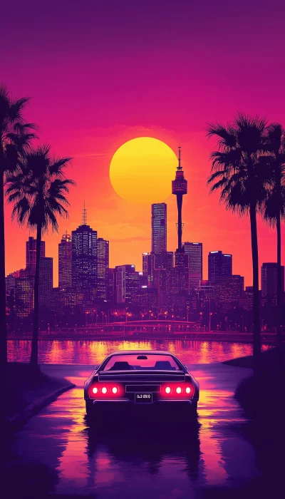 Retro 80s Neon Sunset