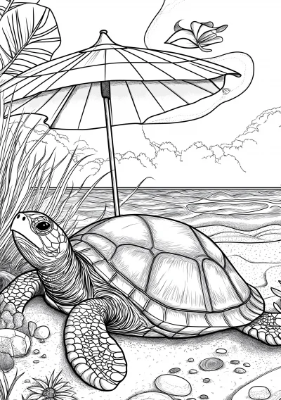 Chilling Turtle Coloring Page