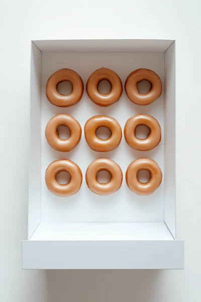 Open White Rectangle Box with Krispy Kreme Donuts