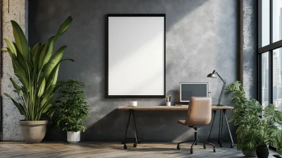 Modern Home Office Poster Frame Mockup