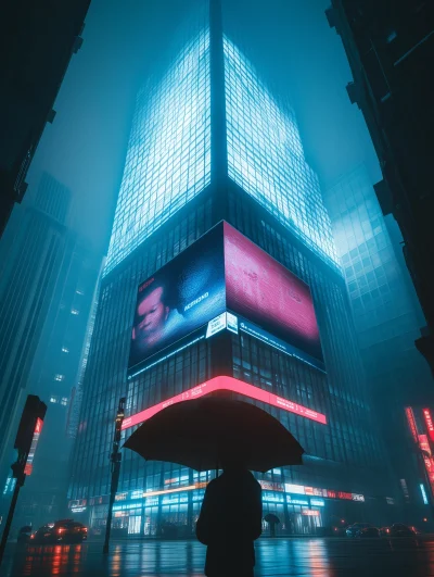 Cyberpunk City Skyscraper Scene