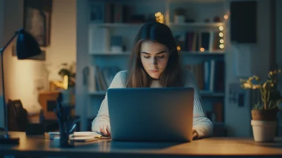 Young Adult Woman Working from Home