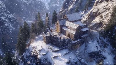 Stone Monk Monastery in the Mountains