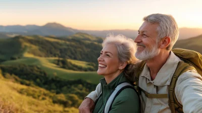 Elderly Couple Selfie at Mountain Summit