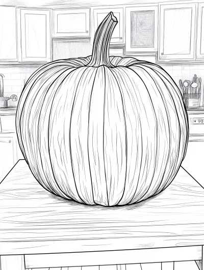 Large Pumpkin on Kitchen Table