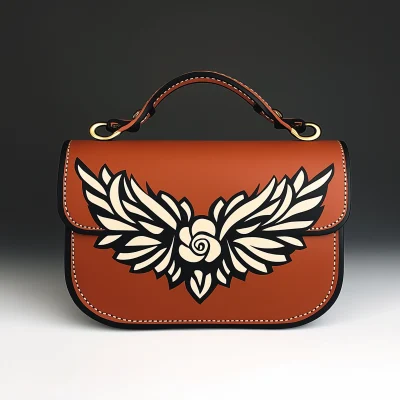 Stylized Leather Handbag with Tattoo Design