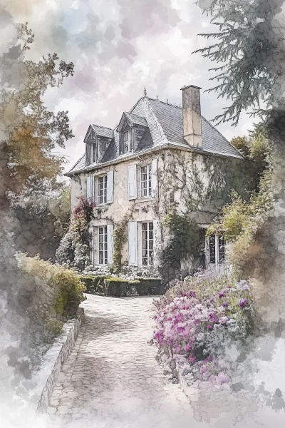 Giverny Watercolor Landscape