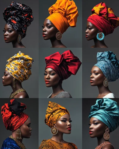 Elegant Women in Stylish Headwraps Portraits